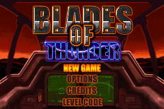 Blades of Thunder title screen for GameBoy Advance